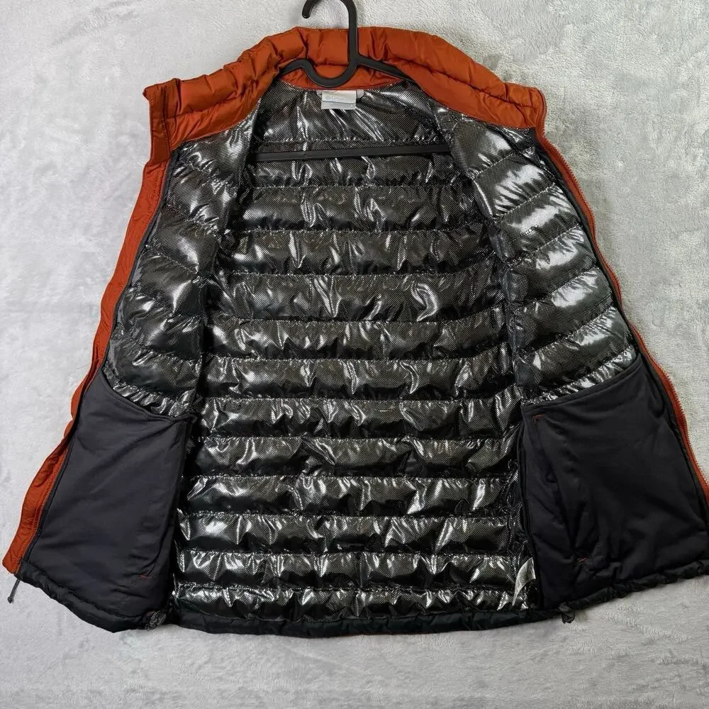 Columbia Omni Heat Puffer Vest Men's Small Orange Hiking Outdoor Pockets Thermal